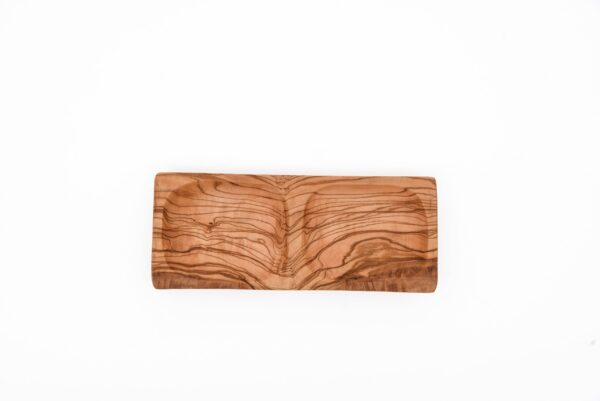 Olive Wood Rectangular Dish with Two Carved Compartments