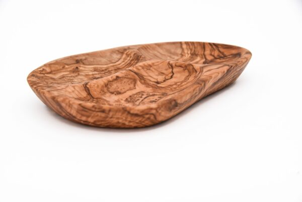 Olive Wood Dish-Three Carved Compartments