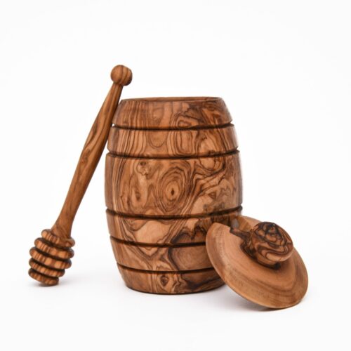 Olive Wood Honey Jar with Spoon