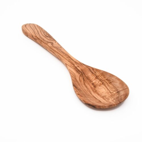 A large olive wood cooking spoon