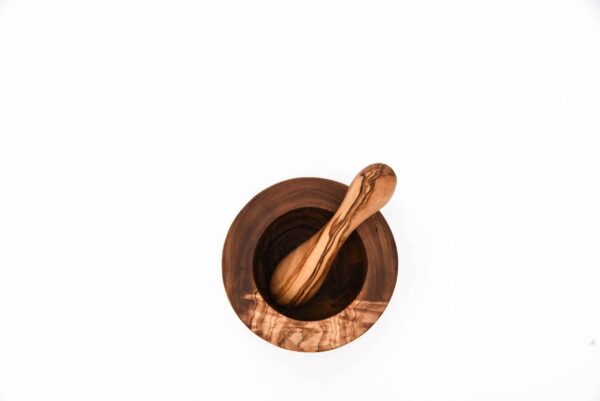 Olive Wood Mortar and Pestle Straight Edge
