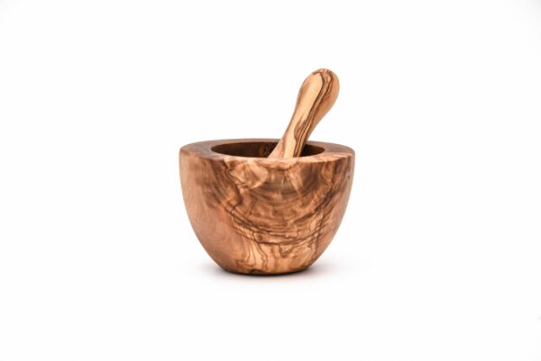 Olive Wood Mortar and Pestle Straight Edge