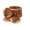 Olive Wood Rustic Coaster Set