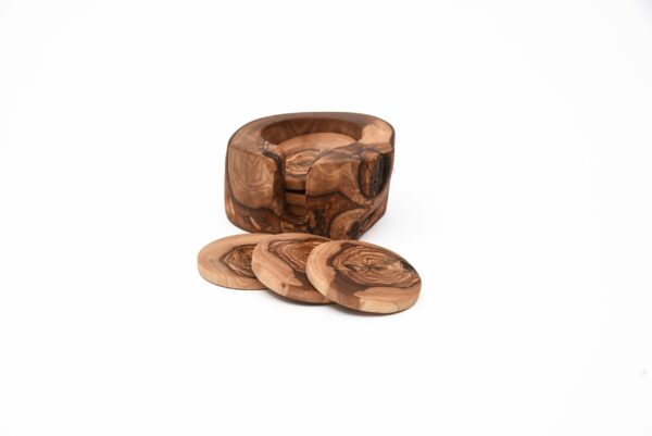 Olive Wood Rustic Coaster Set