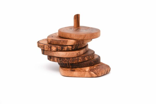 Olive Wood Rustic Coaster Set